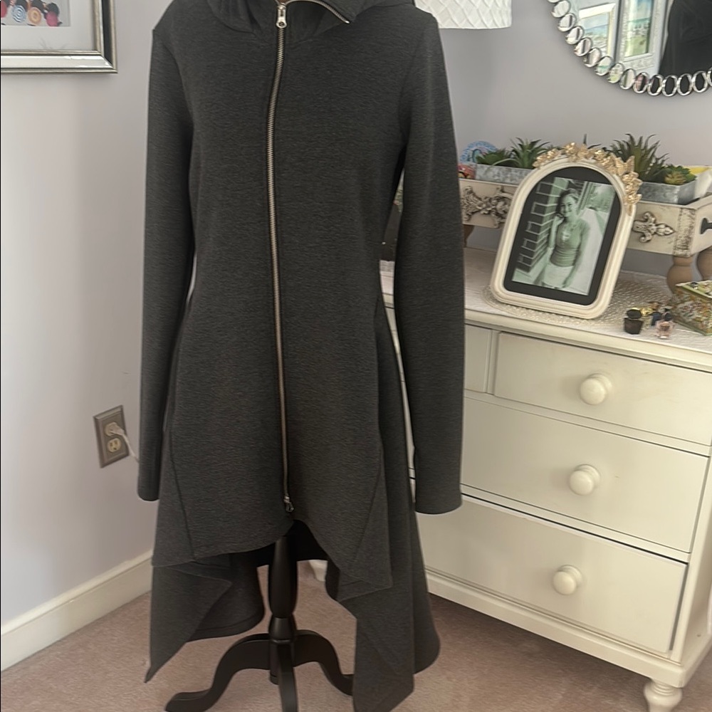 Elegant Grey Asymmetrical Zip-Up Dress/Jacket